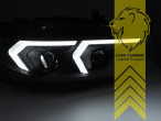 LED, mit LED Blinker, chrom, nur passend für Fahrzeuge mit original Halogen Scheinwerfern, LED Abblendlicht / LED Fernlicht, elektrisch verstellbar - Stellmotor integriert, Eintragungsfrei / mit E-Prüfzeichen, Eintragungsfrei / mit R87 Zulassung als Tagfahrlicht